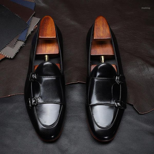 

dress shoes italian men leather autumn casual male buckle sneakers loafers slip on black men's genuine leather1