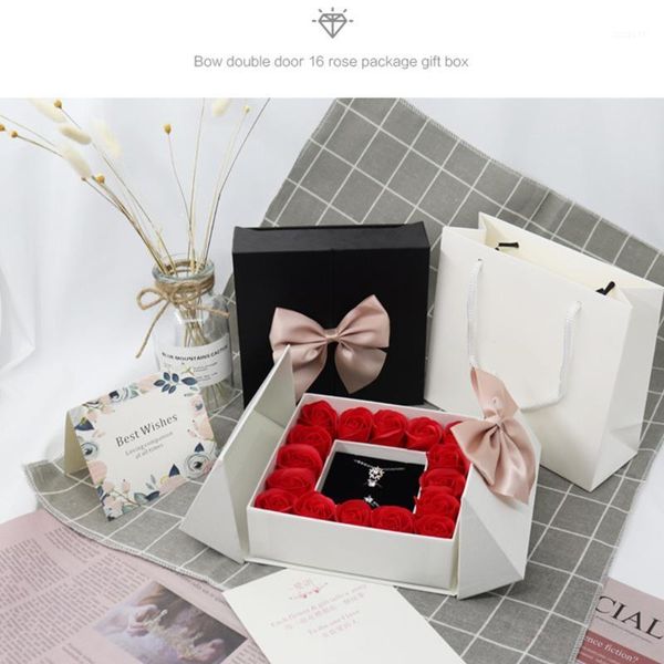 

16 roses gift box jewelry box artificial flowers soap flowers gift party valentines wedding girl gifts1