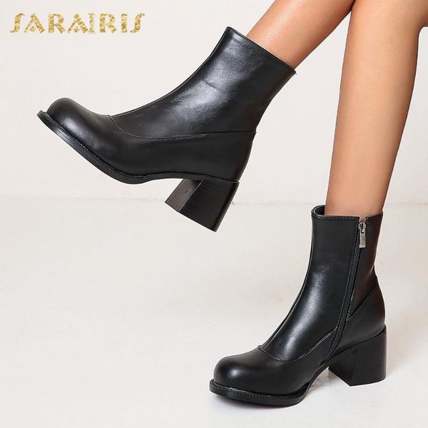 

lapolaka 2020 новая мода плюс размер 48 мода boots женская обувь копыт каблуки comfy zip up весна осень ботильоны женский, Black