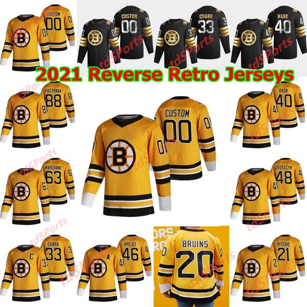 

boston bruins 2021 reverse retro hockey jerseys david pastrnak jersey patrice bergeron charlie coyle ray bourque brad marchand, Black;red