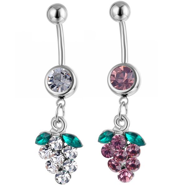 

d0110 grape belly navel ring mix colors, Silver