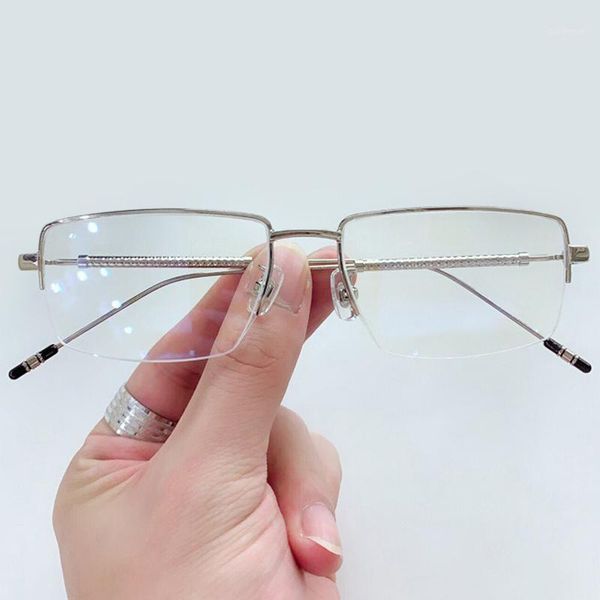 

men alloy myopia glasses brand designer male half frame clean lenses eyeglasses for prescription1, Black