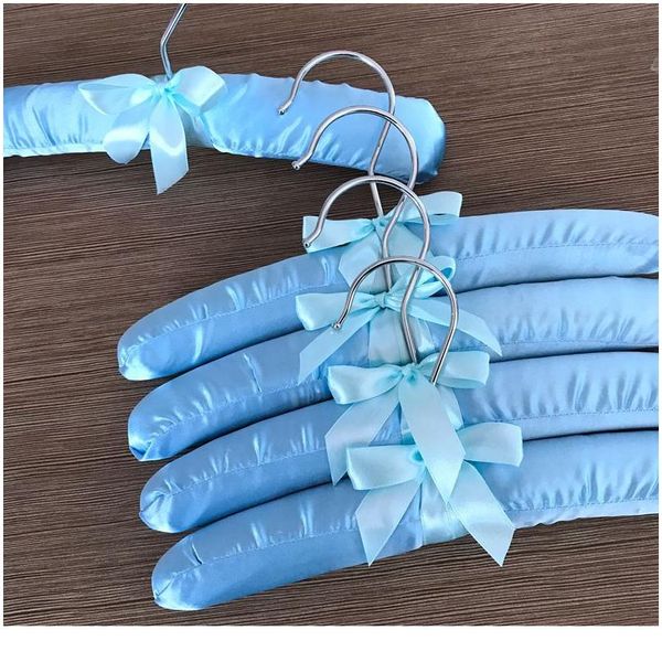 

15pcs 25cm satin padded hanger silk wrapped clothes hanger clothes hanging silver hook sponge hangers clothes for child bbyflu