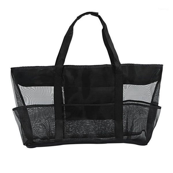 

xxl mesh beach bag family mesh beach bag for sand toys, extra large family tote, black1
