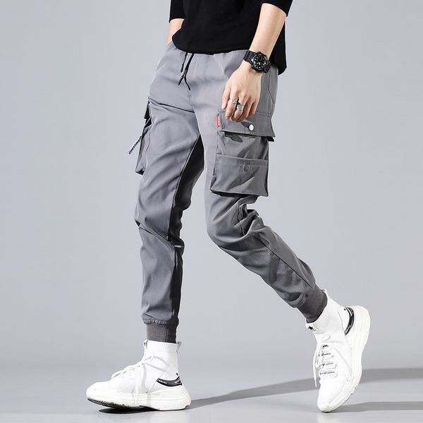 

2021 new pocket next to solid men hip hop pants from the black street style of youth cargo a1j1 8i9f, White;black
