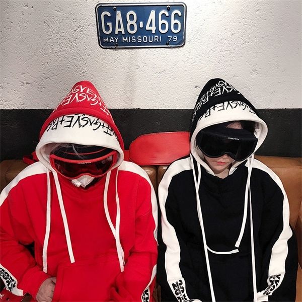 

rock men casual winter sweatshirts streetwear autumn high street oversized male fashion patchwork hooded hoodie c1103, Black