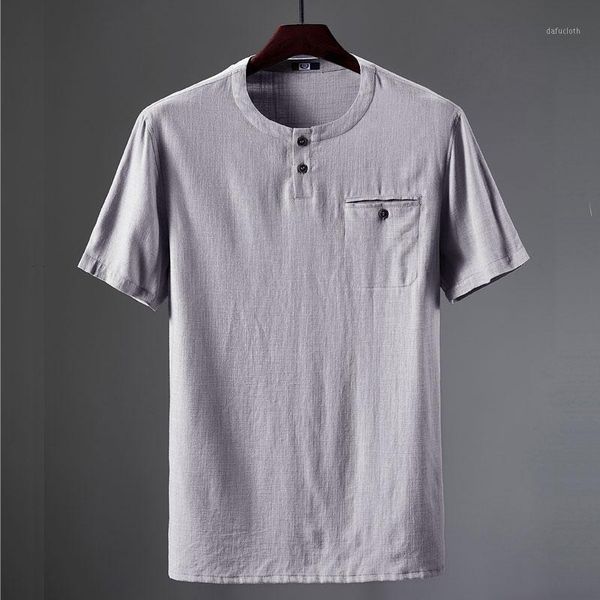 

plus size 5xl solid color t shirt men summer cotton linen short sleeve tees casual men clothing funny t shirts camisetas hombre1, White;black