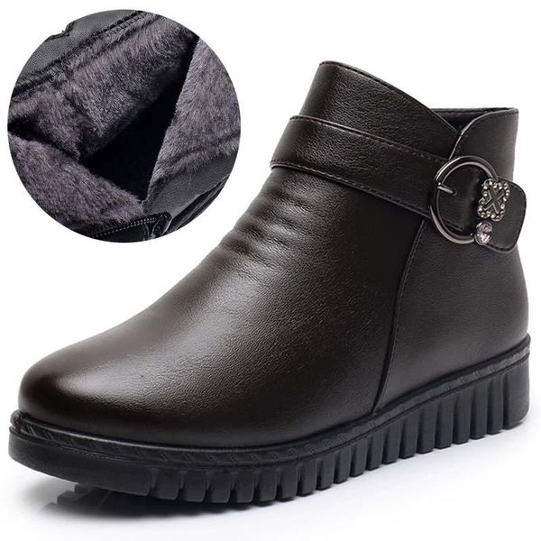 

женщины boots новая мода зима обувь женщины повседневная увеличивать женщина сапоги ретро стиль загрузки zipper женщина толстым дном обувь ж, Black