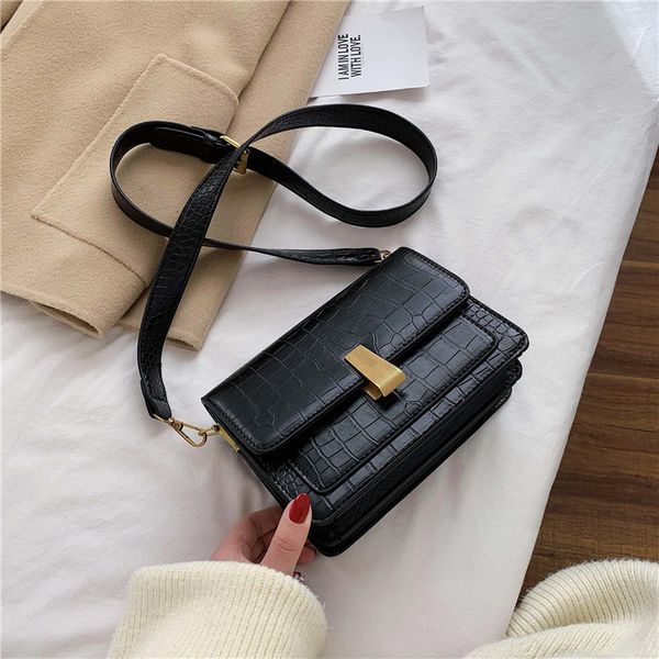 

women's solid color leather 2019 fashion stone pattern simple shoulder messenger ladies mobile phone bag, Red;black