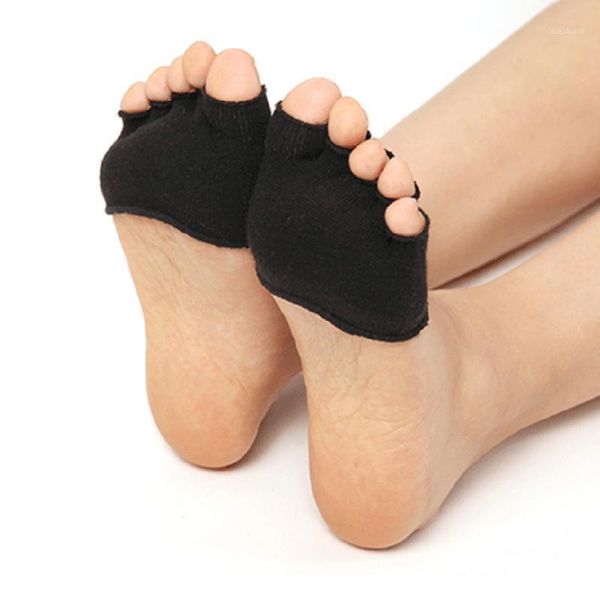 

2020 women invisible non slip toe socks half grip heel five finger socks1, Black;white