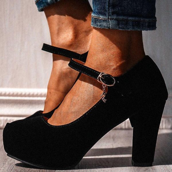 

gigifox 2020 elegant dropship high heels big size 43 platform office ladies pumps shoes woman, Black