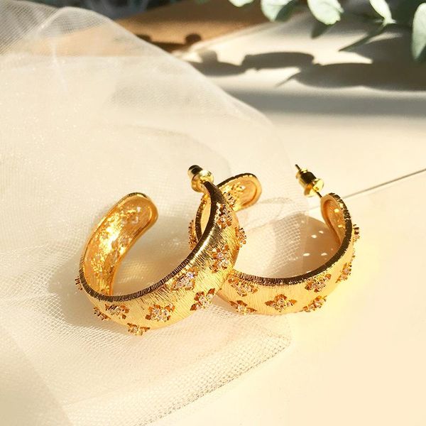 

hoop & huggie boutique fashion accessory simplicity design 3.5cm big earrings crystal beaded ear hoops temperament high-quality, Golden;silver