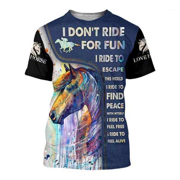 Passeio cavalo 3d impresso mens camiseta harajuku moda verão manga curta camisa unisex casual t-shirt top drop frete1