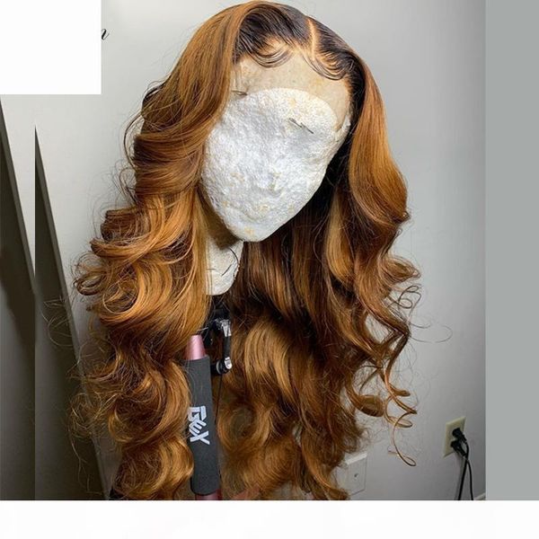 

lin man ombre blonde lace front human hair wigs with baby hair brazilian wavy remy deep part, Black;brown