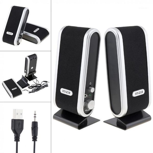 

usb2.0 6w wired usb power speakers stereo 3.5mm audio jack for pc lapcomputer mac hy-218 mini plastic headphones microphone1