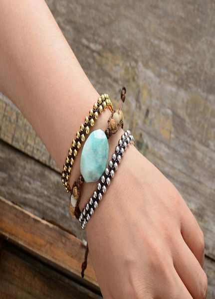 

браслеты для женщин матового japser бисер тканых wrap браслет ручного boho chic brcelets dropshipping ювелирных изделий jllyvf ffshop2001, Golden;silver