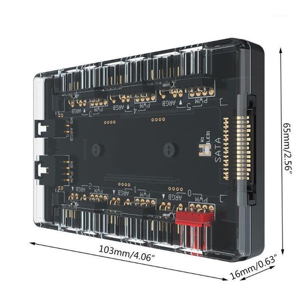 

argb+pwm hub magnetic suction hub with 6x4pin pwm 6x3pin argb light port1