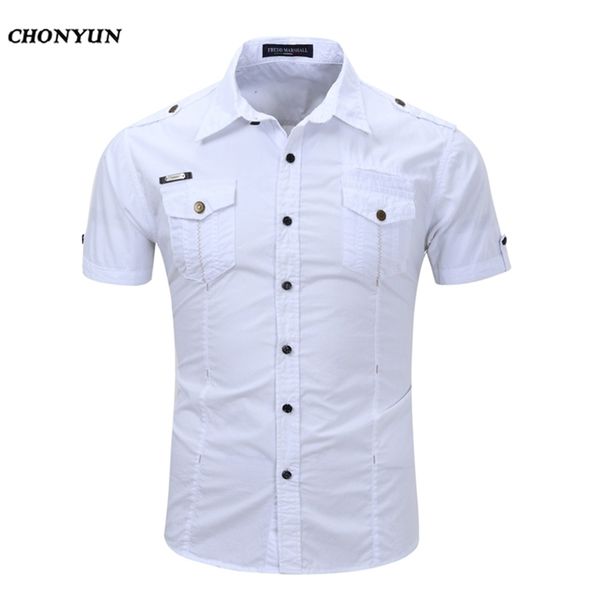 

spring brand men's shirt business slim fit short sleeve casual shirts solid quick-dry breathable male clothing eur size 3xl 220309, White;black