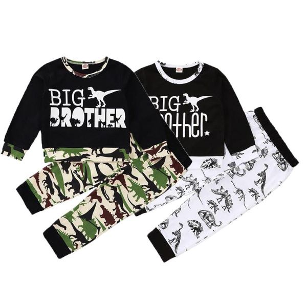 Bambini Vestiti per bambini Dinosauro Stampato Bambini Ragazzi Top Pantaloni 2 pezzi Set Lettera Manica lunga Abiti per bambini Boutique Abbigliamento per bambini 2 colori