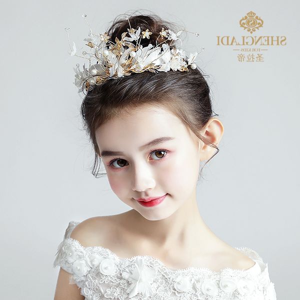 

nkorean headdress princess girl's band crown hair stage flower children's head wreath wedding accessories, Silver
