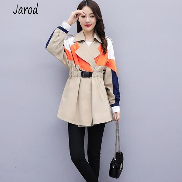 

2020 autumn winter korean version of the long windbreaker jacket female new casual popular hit color loose student jacket, Tan;black