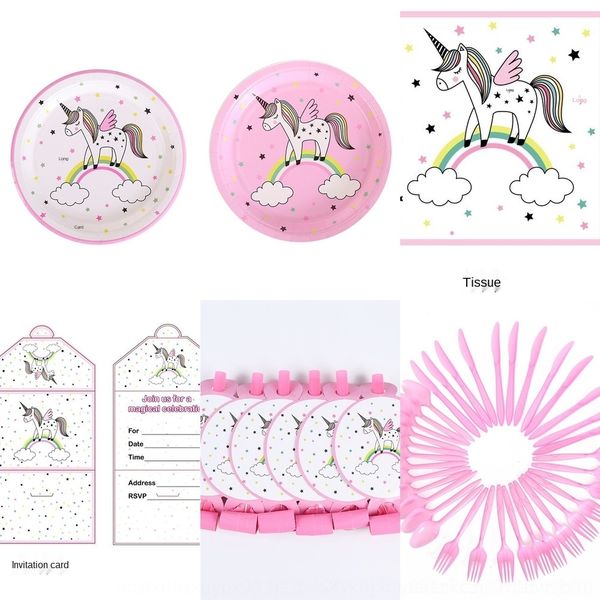 

ishjw flower rainbowchildren's paper cup plate set flower rainbowchildren's party tableware tablecloth napkin paper cup plate napk