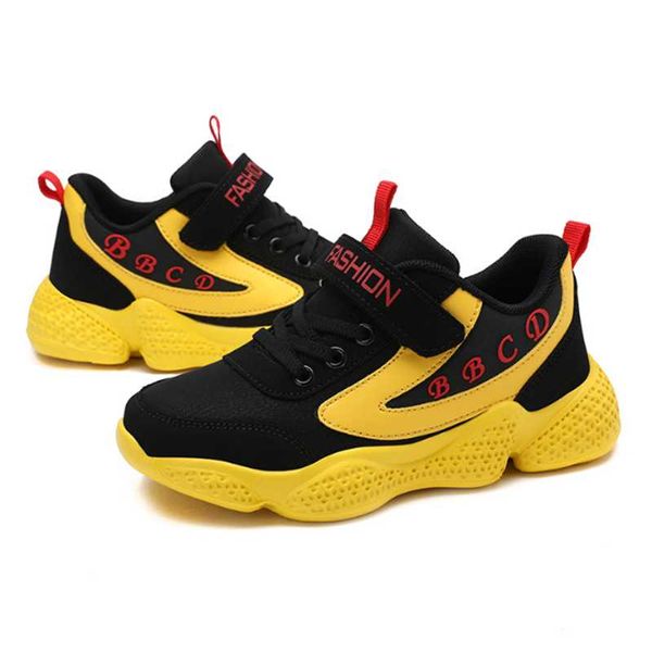 

athletic & outdoor autumn kids sneakers boys wear-resistant and deodorant casual shoes girls leather lightweight anti-slippery fashion, Black