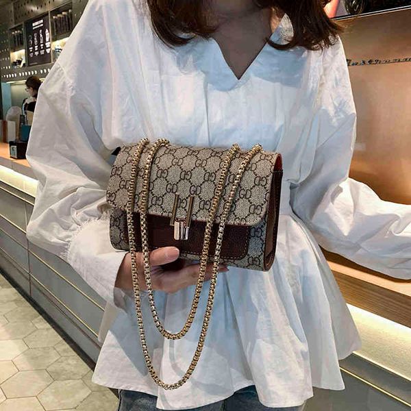 

2022 factory wholesale small bag women's soft leather fashion versatile net red foreign style printing one shoulder cross link chain sm