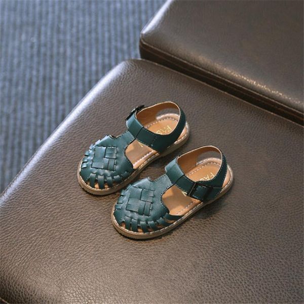 

shoes boys new children's summer children genuine leather 2019 girls baby child princess baotou sandals, Black;red