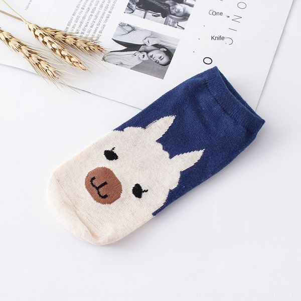 

tsq6i spring and autumn cartoon striped women's animal straight underwear boat stockings cotton stockings boat women's socks short, Black