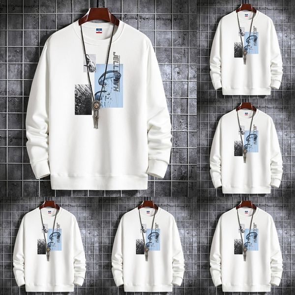 

xuipi long crew neck men's fashion new spring and autumn thin sweater crew trend casual sleeve loose sweater neck sva3m, Black