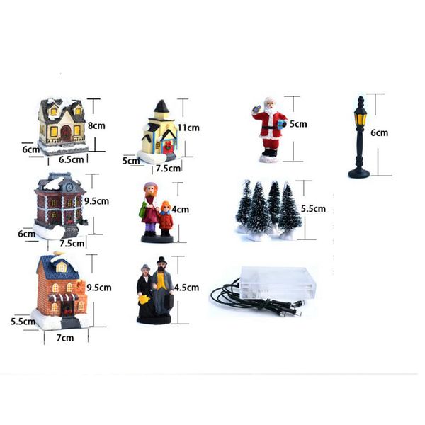 

house led toys resin home glow decoration santa claus christmas tree ornament xmas children's gifts