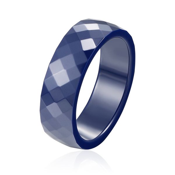 

personality dark blue and black multi-faceted ceramic rings men women new fashion jewelry ring gift wholesale, Golden;silver