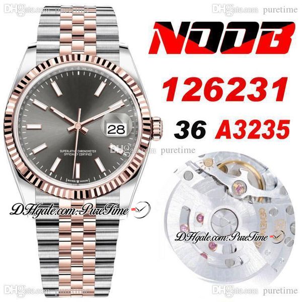 

2021 n 36 126231 date a3235 automatic womens mens watch two tone rose gold black dial stick markers ss bracelet puretime e5, Slivery;brown