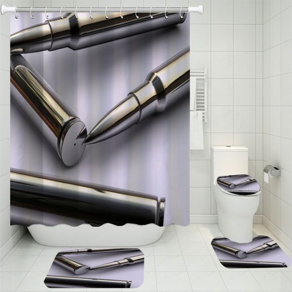 

3d печать heavy metal series kit микрофибры водонепроницаемого душ занавес комплект покрытие напольного коврик туалет mat душ занавес kit