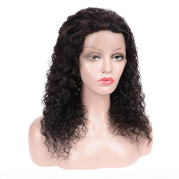 

360 lace frontal wig deep curly 150% density 360 lace front wig brazilian virgin 100% human hair wigs pre plucked with baby, Black;brown