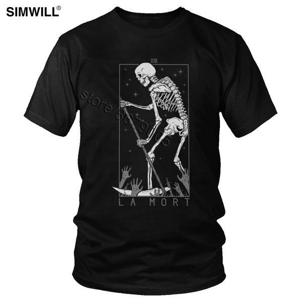 

gothic la mort personality death skull tshirt short sleeve leisure horror skeleton summer slim fit hooded sweatshirt hoodie men t shirt