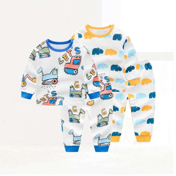 

new autumn wear long sve spring children's suit pure cotton underwear for boys and girls 2-piece pajamas, Blue;red