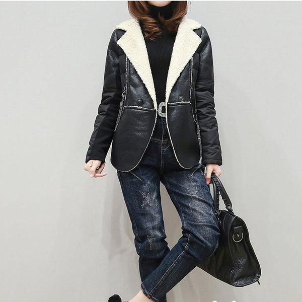 

плюс размер 2020 женская куртка короткая сраечная одежда пальто осенью зимняя женщина черный пальто локомотивная куртка мода femme parkas lq, Black