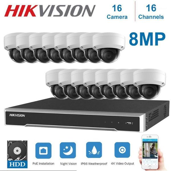 

systems 16ch hikvision poe nvr surveillance kits with 16pcs 8mp ip camera network security night vision cctv system kits1