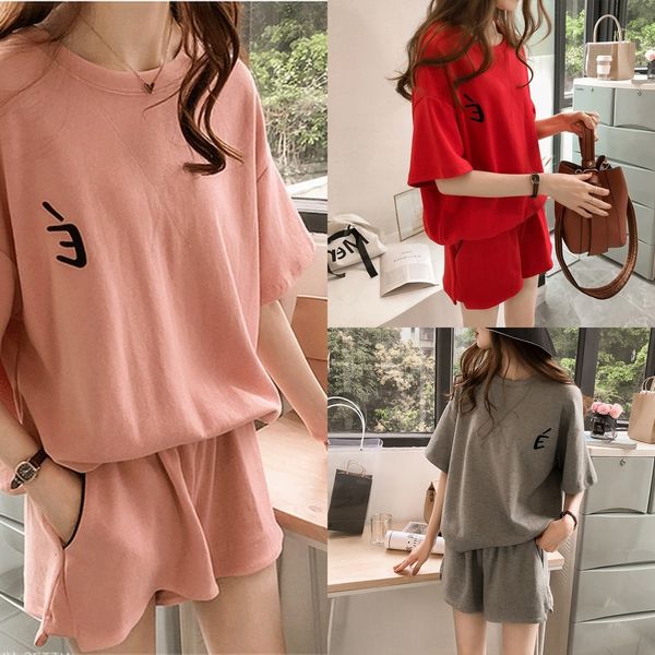 

tfptn 2020 sports leisure women suit summer korean large loose embroidered two piece shorts shorts and embroidered set xom4o, Gray