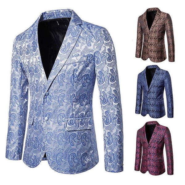 

men's new fall casual fashion 2019 color cashew flower two button suit coat, White;black