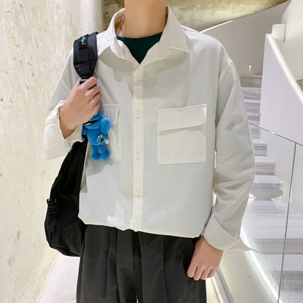 

autumn work clothes men's korean fashion youth work clothes shirt shirtloose long sleeve with shirt and handsome coat 1030 ip4gv ip4, Blue