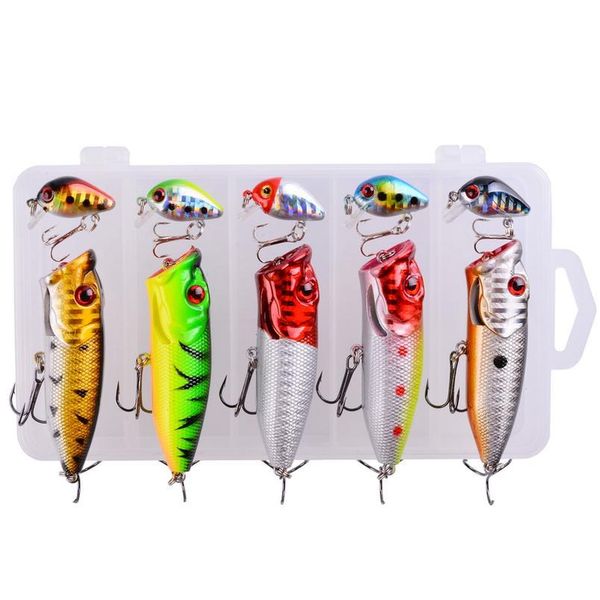 

5/10pcs popper wobbler fishing lures ater crankbait artificial bait pesca carp pike fishing lure set jllepv