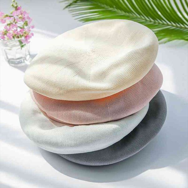 

harajuku casual linen beret spring autumn retro nurses hats for ladies elegant beanie hat breathable girls beret, Blue;gray