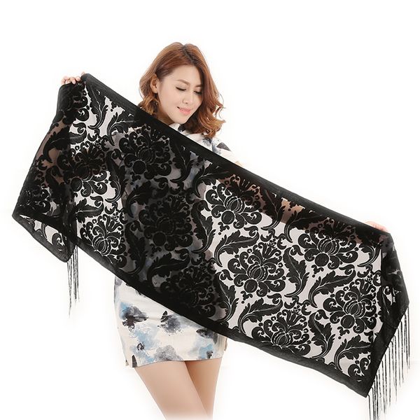 

brand new scarf women 10 color floral print long shawls and wraps winter burnout velvet poncho scarves women fashion gift for lovers, Blue;gray