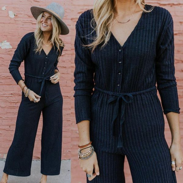 

fashion women striped casual jumpsuit v-neck playsuit pantsuit rompers overalls body suit long pants asian size s-xl, Black;white