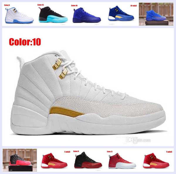 

12 12s mens basketball shoes sneakers ovo white gym red dark grey women basketba v8, Black