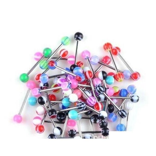 

mixed color acrylic tongue stud ring for women candy color piercing tongue piercing ring studs barbell sqcmdd beauty888, Black