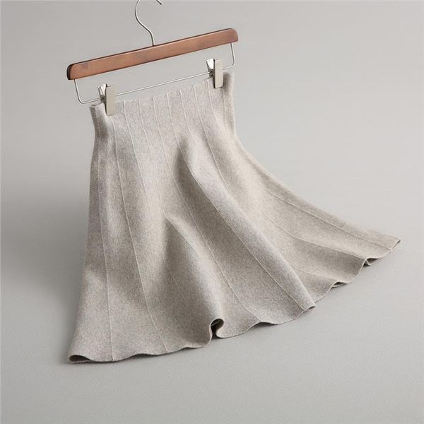 

2019 autumn high waist women mini skirts knitted women gray skirt stretch a line chic skirt faldas saias jupe clothes, Black